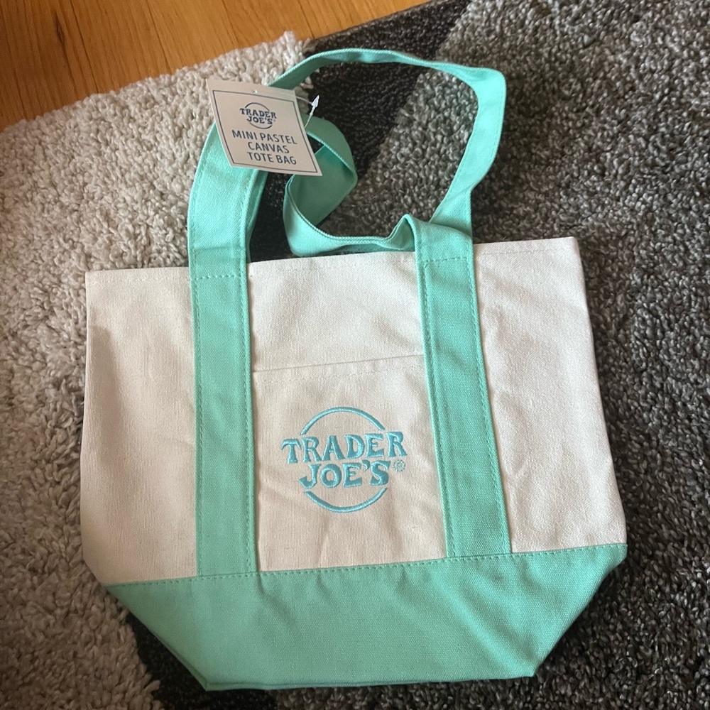 Trader Joe's Mint Canvas Tote Bag